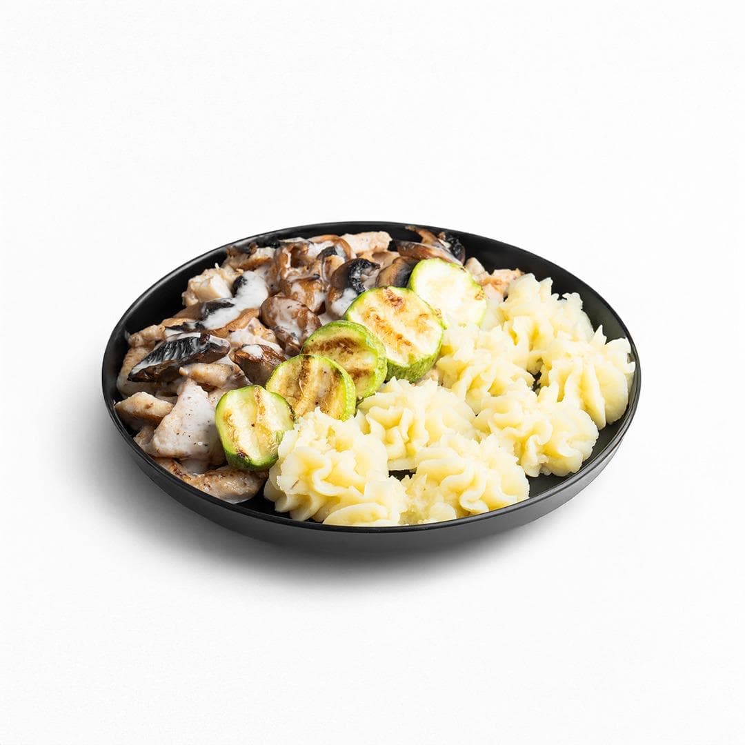 Chicken Mushroom Sauce with Mashed Potato and Zucchini